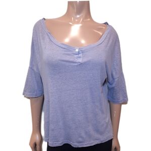 Wilfred Free Oversized Slouched Henley Top Periwinkle Wide Neck One Shoulder